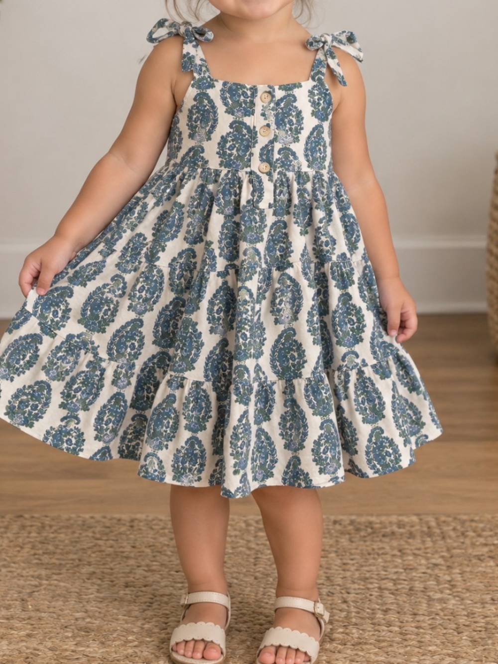 KATE QUINN Spaghetti Tie Prairie Dress Paisley Size 18-24 Months